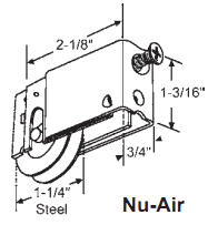 1-1/2&quot; Tandem Steel Sliding Glass Door Roller with 13/16&quot; Wide Housing | 90010106
