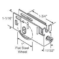 1-1/2&quot; Tandem Steel Sliding Glass Door Roller with 13/16&quot; Wide Housing | 90010138