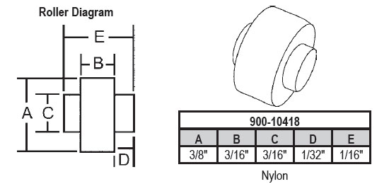 3/8&quot; Nylon Sliding Window Replacement Roller with Fixed Axle - Package | 900-10418 | 90010418