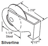 STB Sliding Glass Door Roller, Steel Wheel, 1-1/4&quot; Diameter, 1/2&quot; Wide Housing | 90011663