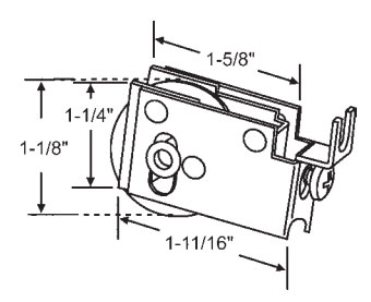 TechnologyLK STB Sliding Glass Door Roller, Steel Wheel, 1-1/4&quot; Diameter, 9/16&quot; Wide Housing | 90013138
