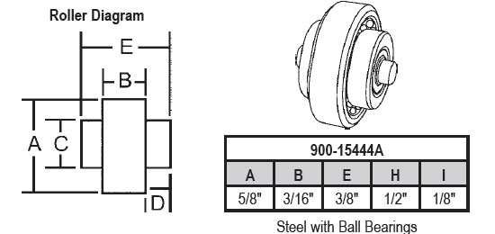 5/8&quot; Steel Sliding Window Replacement Roller with Fixed Axle - Package | 900-15444A  | 90015444A