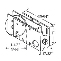 1-1/2&quot; Tandem Steel Sliding Glass Door Roller with 13/16&quot; Wide Housing | 90016711