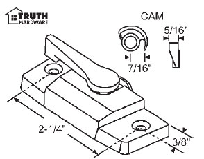 Beige Sweep Lock with Keeper, 2-1/4&quot; Between Mounting Holes, Zinc Die Cast | 900-19228BG  | 90019228BG