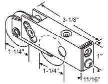 TechnologyLK STB Sliding Glass Door Roller, Tandem Stainless Steel Wheels, 1-1/4&quot; Diameter, 11/16&quot; Wide Housing | 90019383SS