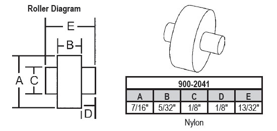 7/16&quot; Nylon Sliding Window Replacement Roller with Fixed Axle - Package | 900-2041  | 9002041
