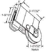 STB Sliding Glass Door Roller, Nylon Wheel, 1-21/32&quot; Diameter, 1&quot; Wide Housing | 90022583