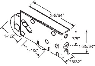 STB Sliding Glass Door Tandem Roller, Steel Wheels, 1-1/2&quot; Diameter, 23/32&quot; Wide Housing | 90022693