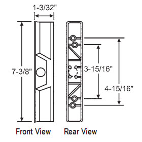 TechnologyLK STB Sliding Glass Patio Door Outside Pull for Internal Locking Handle Set, Plastic, Black, 3-15/16&quot; or 4-15/16&quot;  Screw Holes  | 9008281
