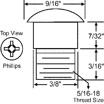 STB Shoulder Bolt for Awning Window Operators with 5/16 x 18 Thread