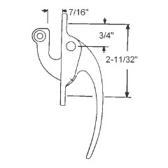 TechnologyLK STB Casement Window Locking Handle, White Bronze, 2-11/32 Screw Holes | 9008977
