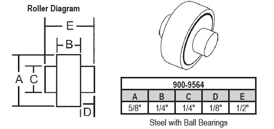 5/8&quot; Steel Sliding Window Replacement Roller with Fixed Axle - Package | 900-9564  | 9009564