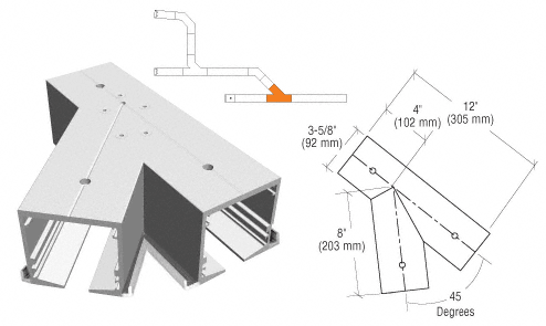 C.R. Laurence CRL SPS Flanged Self-Guiding 135 Degree Right Hand Intersection-Mill Aluminum With Forced Diverter | 90L135FRM