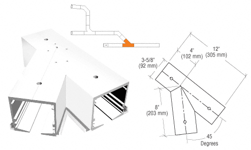 C.R. Laurence CRL SPS Flanged Self-Guiding 135 Degree Right Hand Intersection-White Powder Paint With Forced Diverter | 90L135FRW