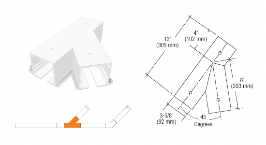 C.R. Laurence CRL SPS Flanged Self-Guiding 135 Degree Left Hand Intersection-White Powder Paint | 90L135LW
