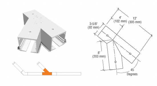 C.R. Laurence CRL SPS Flanged Self-Guiding 135 Degree Right Hand Intersection-Mill Aluminum | 90L135RM
