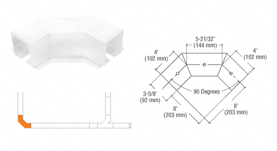 C.R. Laurence CRL SPS Flanged Self-Guiding 90 Degree Corner-White Powder Paint | 90LC90W