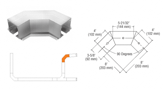 C.R. Laurence CRL SPS Flanged Self-Guiding 95 Degree Corner-Mill Aluminum | 90LC95M