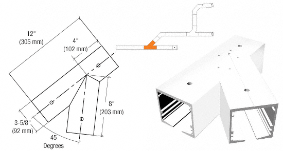 C.R. Laurence CRL SPS Standard Self-Guiding 135 Degree Left Hand Intersection With Forced Diverter-White Powder Painted | 90S135FLW