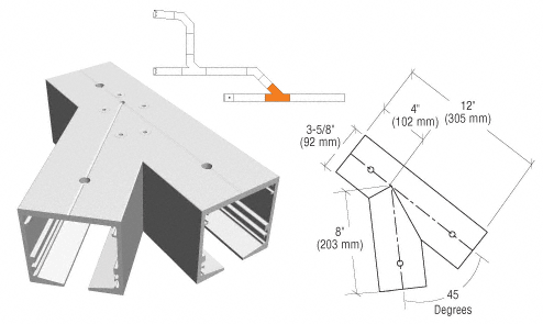 C.R. Laurence CRL SPS Standard Self-Guiding 135 Degree Right Hand Intersection-Mill Aluminum With Forced Diverter | 90S135FRM