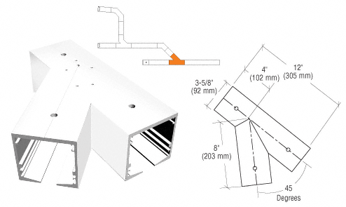 C.R. Laurence CRL SPS Standard Self-Guiding 135 Degree Right Hand Intersection-White Powder Paint With Forced Diverter | 90S135FRW