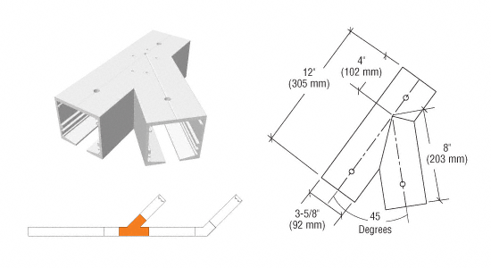 C.R. Laurence CRL SPS Standard Self-Guiding 135 Degree Left Hand Intersection-Mill Aluminum | 90S135LM