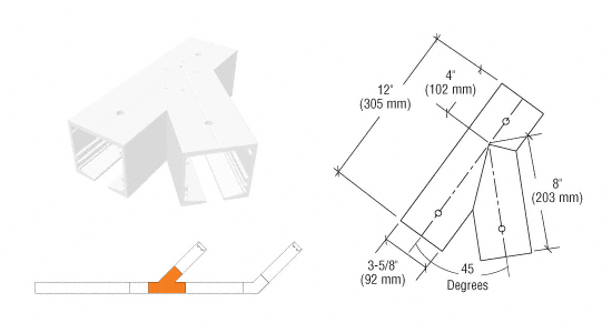C.R. Laurence CRL SPS Standard Self-Guiding 135 Degree Left Hand Intersection-White Powder Paint | 90S135LW