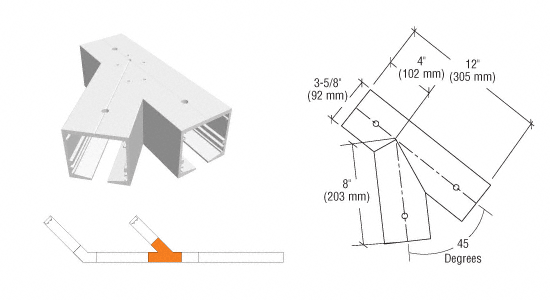 C.R. Laurence CRL SPS Standard Self-Guiding 135 Degree Right Hand Intersection-Mill Aluminum | 90S135RM