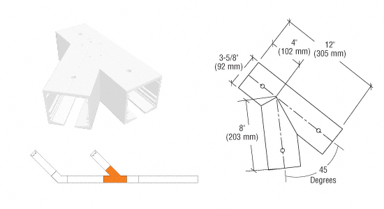 C.R. Laurence CRL SPS Standard Self-Guiding 135 Degree Right Hand Intersection-White Powder Paint | 90S135RW