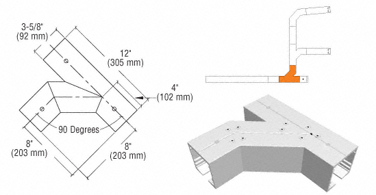 C.R. Laurence CRL SPS Standard Self-Guiding 90 Degree Left Hand Intersection-Mill Aluminum With Forced Diverter | 90S90FLM