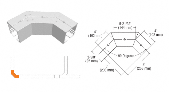 C.R. Laurence CRL SPS Standard Self-Guiding 90 Degree Corner-Mill Aluminum | 90SC90M