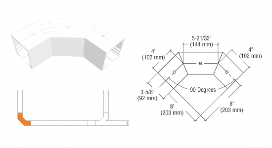 C.R. Laurence CRL SPS Standard Self-Guiding 90 Degree Corner-White Powder Paint | 90SC90W