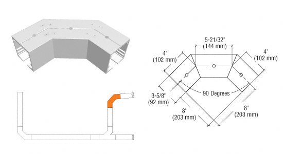C.R. Laurence CRL SPS Standard Self-Guiding 95 Degree Corner-Mill Aluminum | 90SC95M