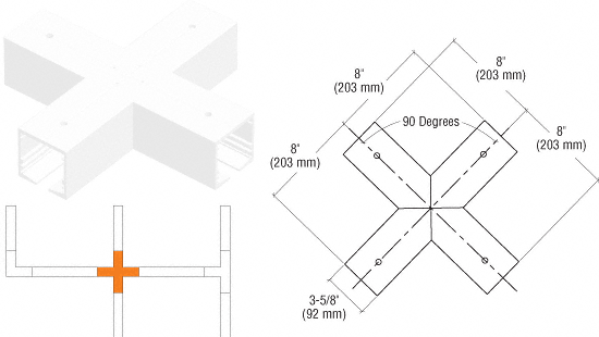 C.R. Laurence CRL SPS Standard Manual 4-Way Cross Intersection-White Powder Paint | 90SM4WW