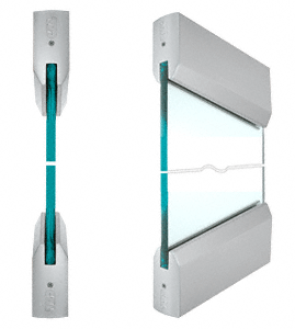 C.R. Laurence CRL SPS Style 91 - 4&quot; Tapered Rails Top and Bottom for 1/2&quot; Glass-Brushed Stainless | 91BS