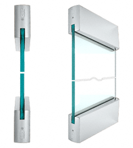 C.R. Laurence CRL SPS Style 92 - 4&quot; Square Rails Top and Bottom for 1/2&quot; Glass-Clear Anodized | 92A