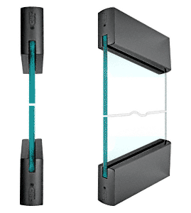 C.R. Laurence CRL SPS Style 92 - 4&quot; Square Rails Top and Bottom for 1/2&quot; Glass-Black | 92BL