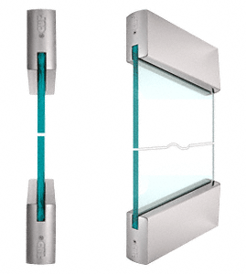 C.R. Laurence CRL SPS Style 92 - 4&quot; Square Rails Top and Bottom for 1/2&quot; Glass-Brushed Stainless | 92BS