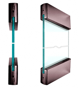 C.R. Laurence CRL SPS Style 92 - 4&quot; Square Rails Top and Bottom for 1/2&quot; Glass-Dark Bronze Anodized | 92DU