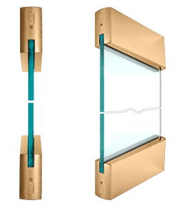 C.R. Laurence CRL SPS Style 92 - 4&quot; Square Rails Top and Bottom for 1/2&quot; Glass-Polished Brass | 92PB
