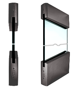 C.R. Laurence CRL SPS Style 93 - 4&quot; Square Rail Top and 6&quot; Square Rail Bottom for 1/2&quot; Glass-Dark Bronze Anodized | 93DU