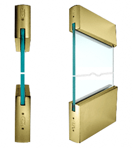 C.R. Laurence CRL SPS Style 93 - 4&quot; Square Rail Top and 6&quot; Square Rail Bottom for 1/2&quot; Glass-Polished Brass | 93PB