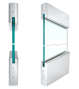 C.R. Laurence CRL SPS Style 93 - 4&quot; Square Rail Top and 6&quot; Square Rail Bottom for 1/2&quot; Glass-Polished Stainless | 93PS