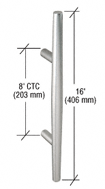 C.R. Laurence CRL Aluminum Finish Single Tapered Door Pull - 8&quot; C.T.C. | 9590