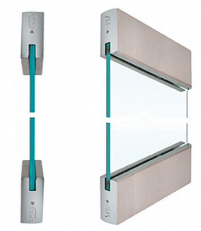 C.R. Laurence CRL Brushed Stainless SPS Style 96 - 4&quot; Square Rails Top and Bottom for 3/4&quot; Glass | 96BS