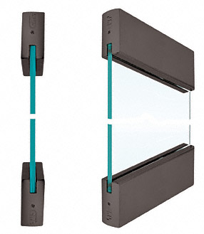 C.R. Laurence CRL Dark Bronze Anodized SPS Style 96 - 4&quot; Square Rails Top and Bottom for 3/4&quot; Glass | 96DU