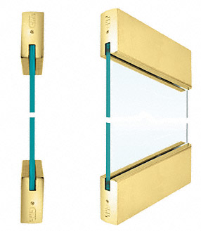 C.R. Laurence CRL Polished Brass SPS Style 96 - 4&quot; Square Rails Top and Bottom for 3/4&quot; Glass | 96PB