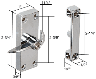 C.R. Laurence CRL Chrome Sliding Screen Latch and Strike 2-1/4&quot; Screw Holes | A103