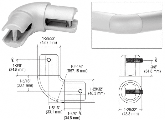 C.R. Laurence CRL Satin Anodized ACRS 90 Degree Elbow | A1990E