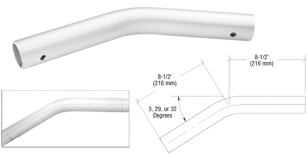 C.R. Laurence CRL ACRS Satin Anodized Acute 29 Degree Tangent Bend | A19ABN29